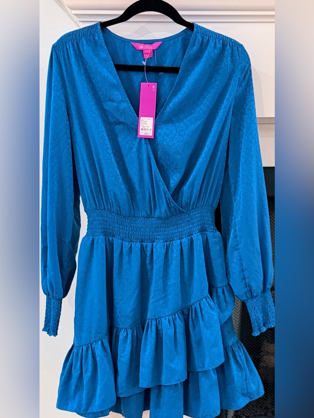 Lilly Pulitzer Teal-Blue Long Sleeve Tiered Dress